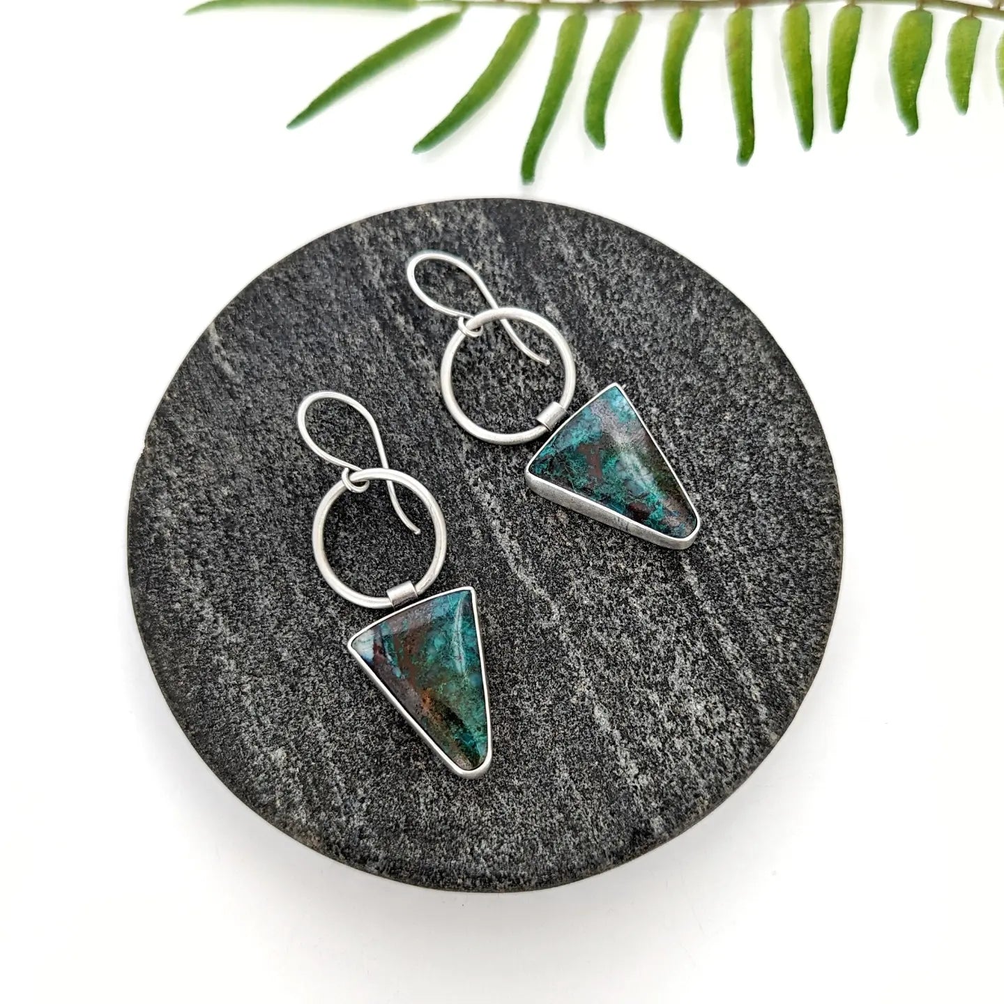 Parrot Wing Chrysocolla Statement Earrings