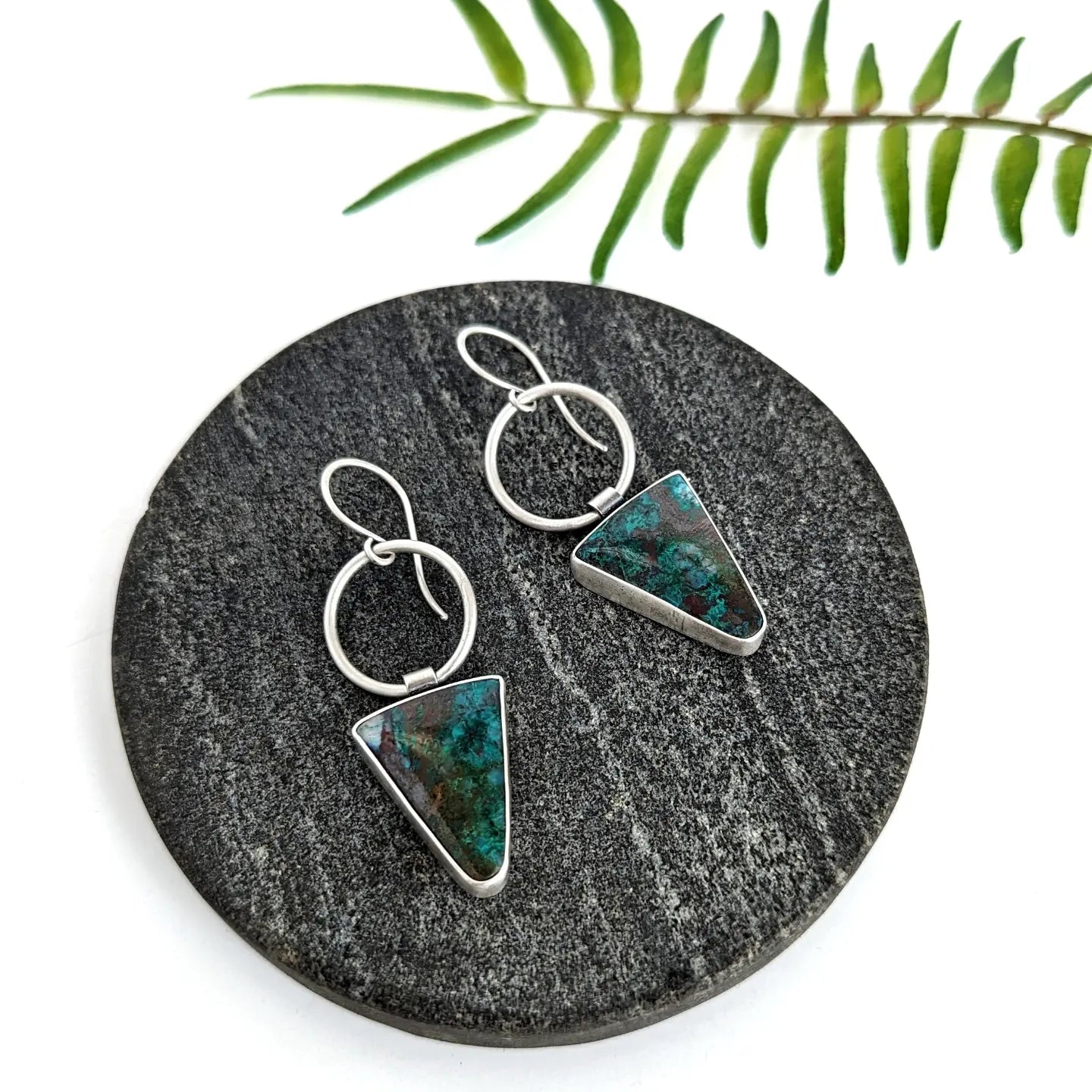 Parrot Wing Chrysocolla Statement Earrings