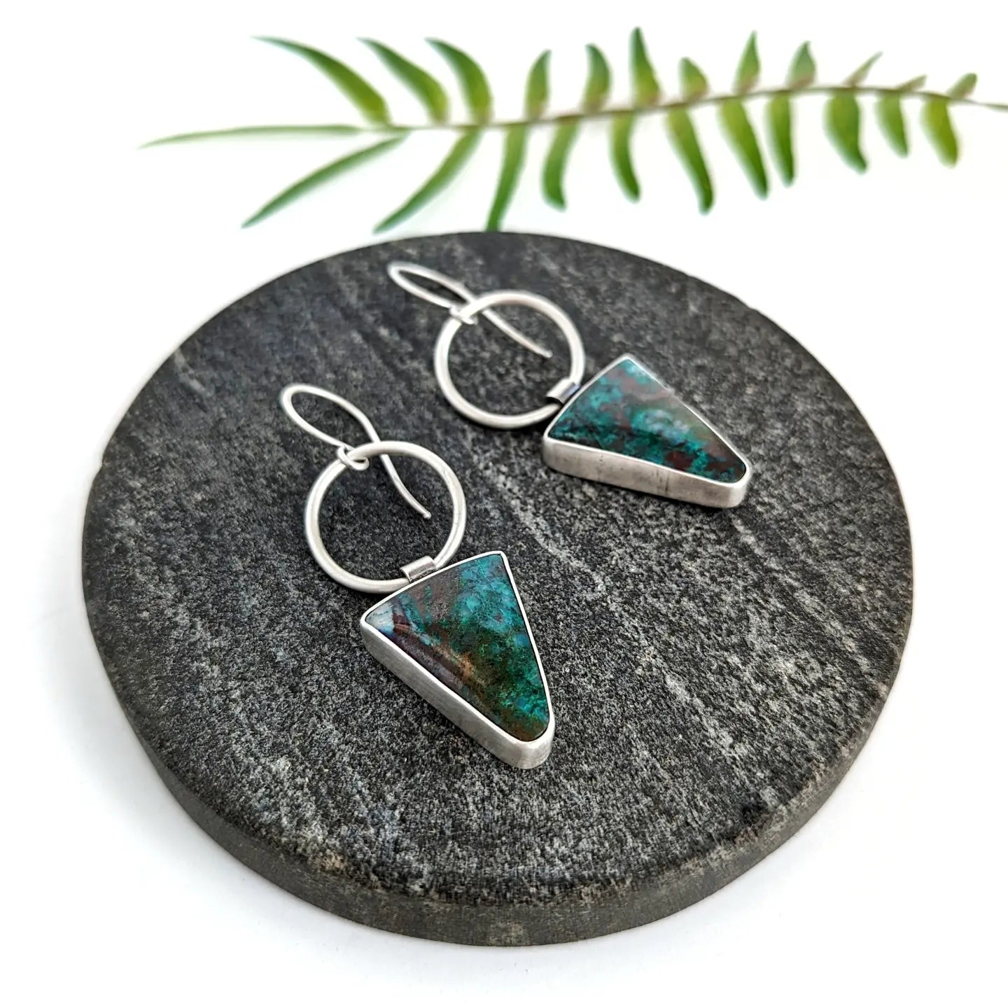 Parrot Wing Chrysocolla Statement Earrings