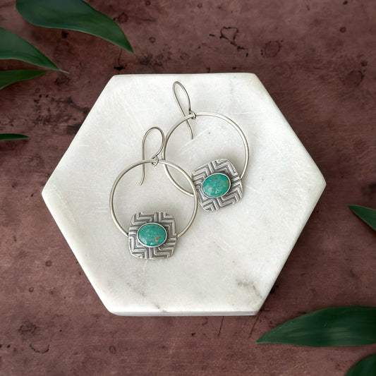 Textured Kingman Turquoise Statement Earrings