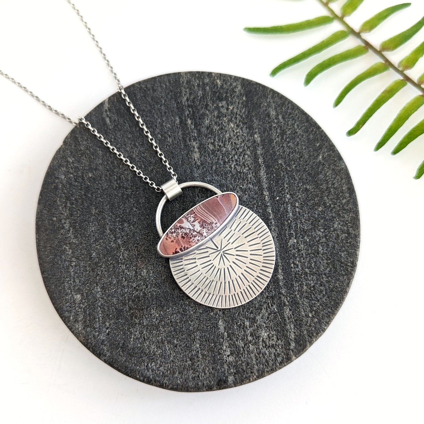 Owyhee Mountain Dendritic Jasper Pendant Necklace