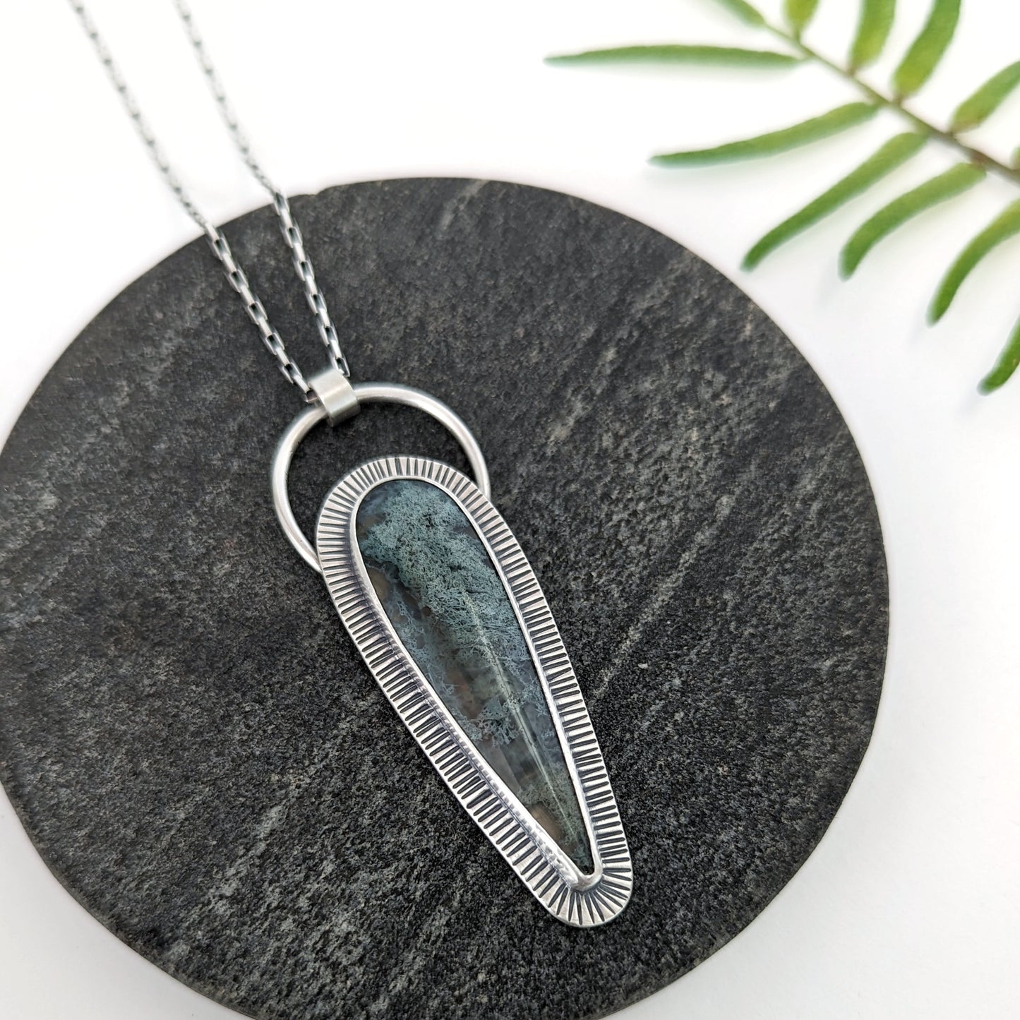 Moss Agate Pendant Necklace