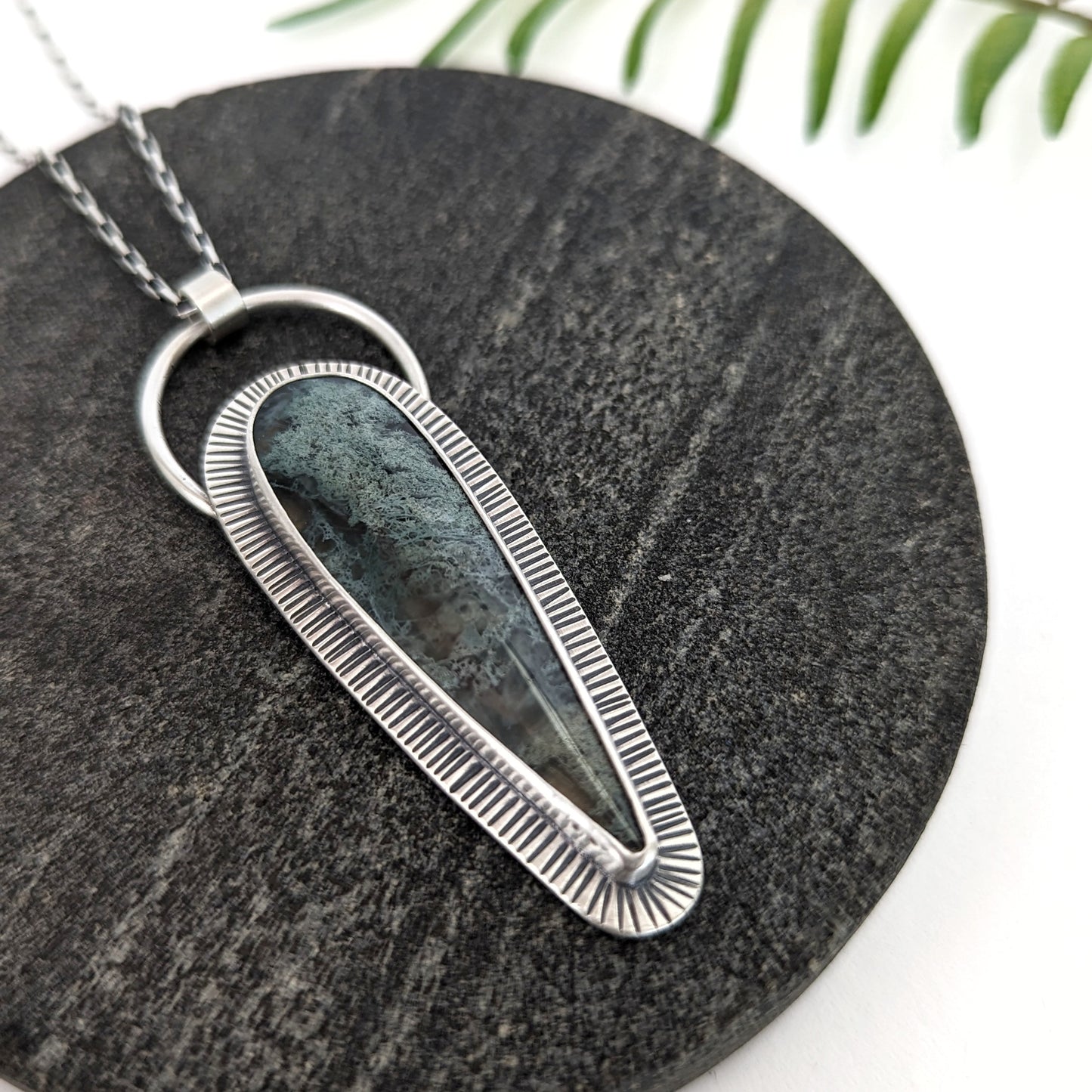 Moss Agate Pendant Necklace
