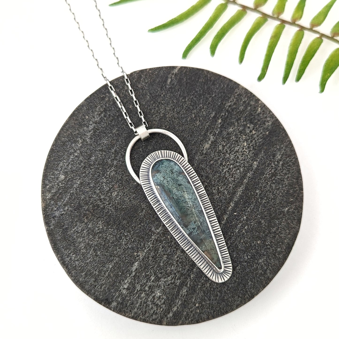 Moss Agate Pendant Necklace