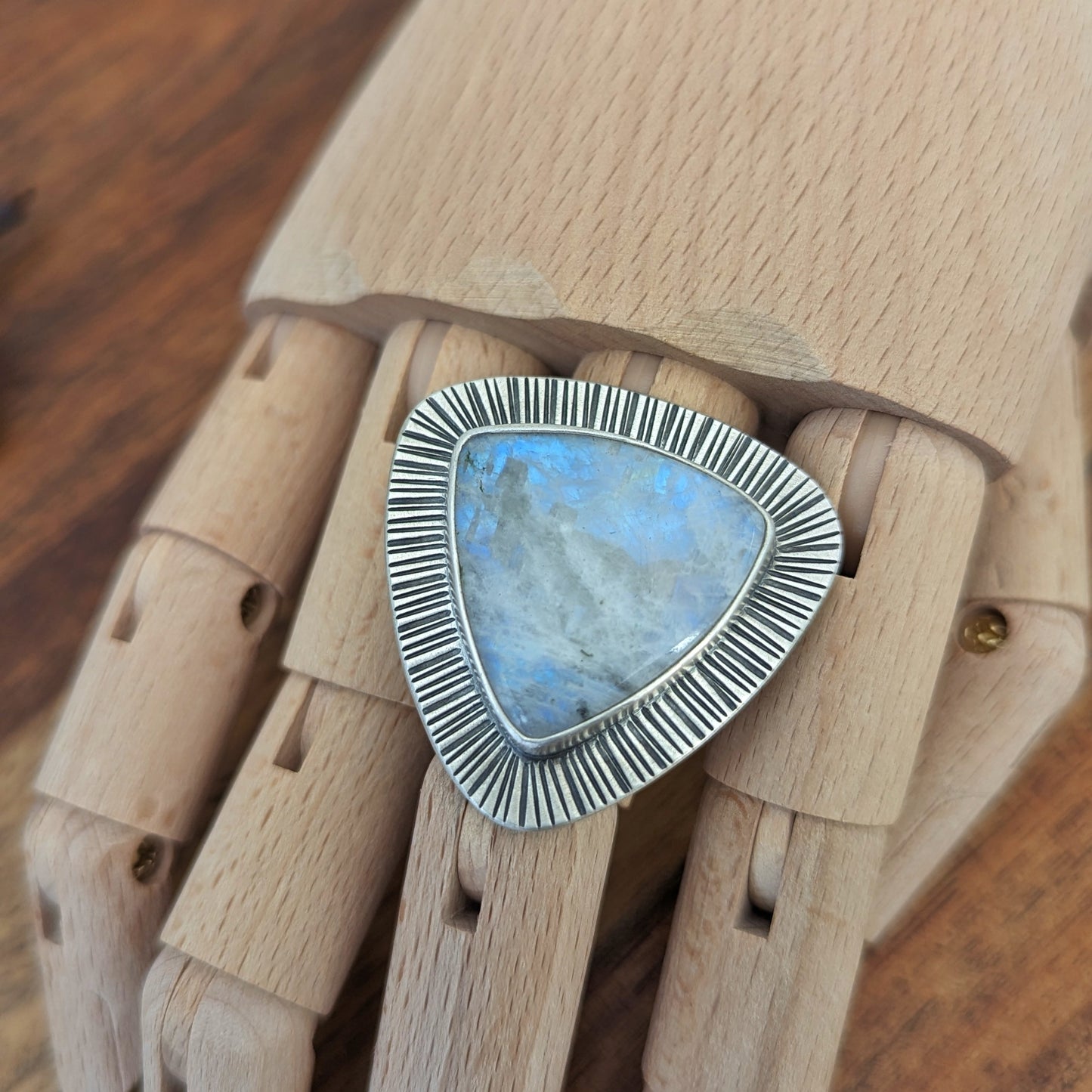 Rainbow Moonstone Statement Ring : Size 8.5