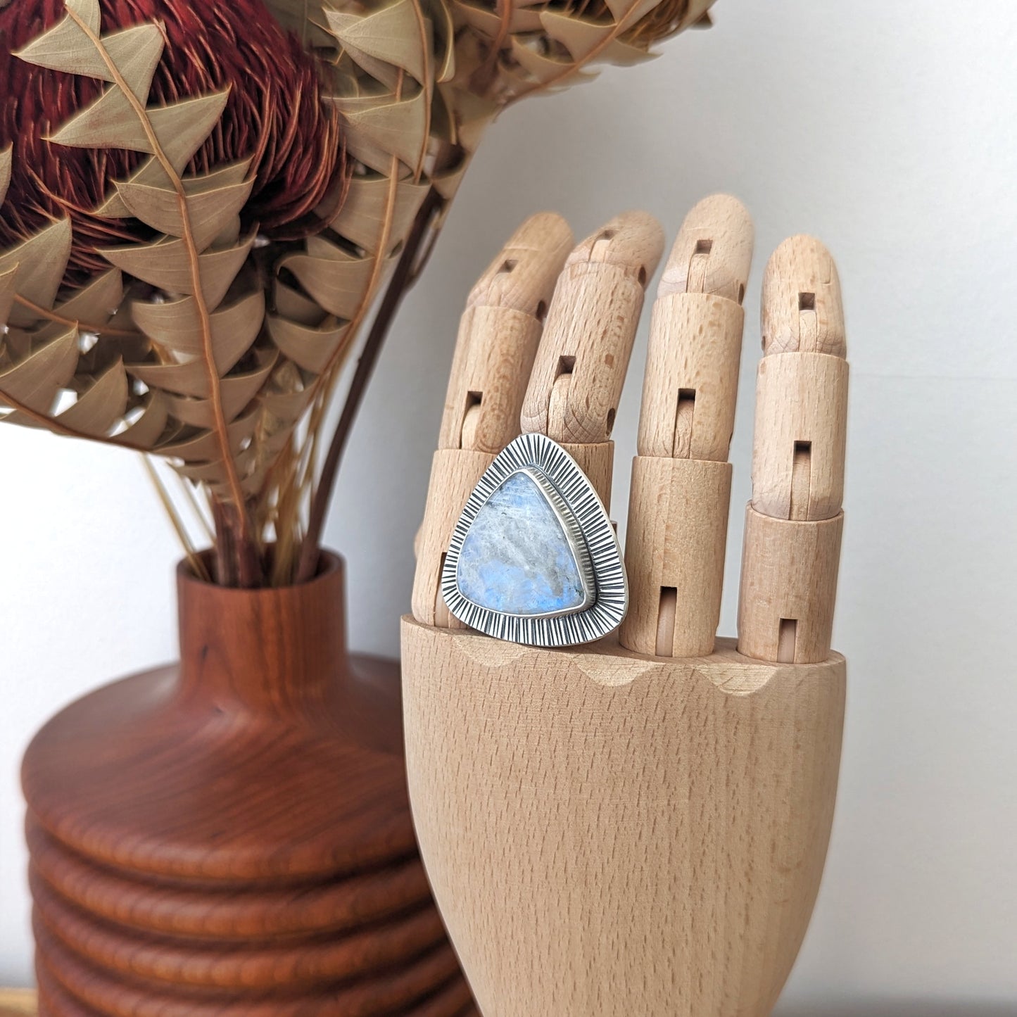 Rainbow Moonstone Statement Ring : Size 8.5