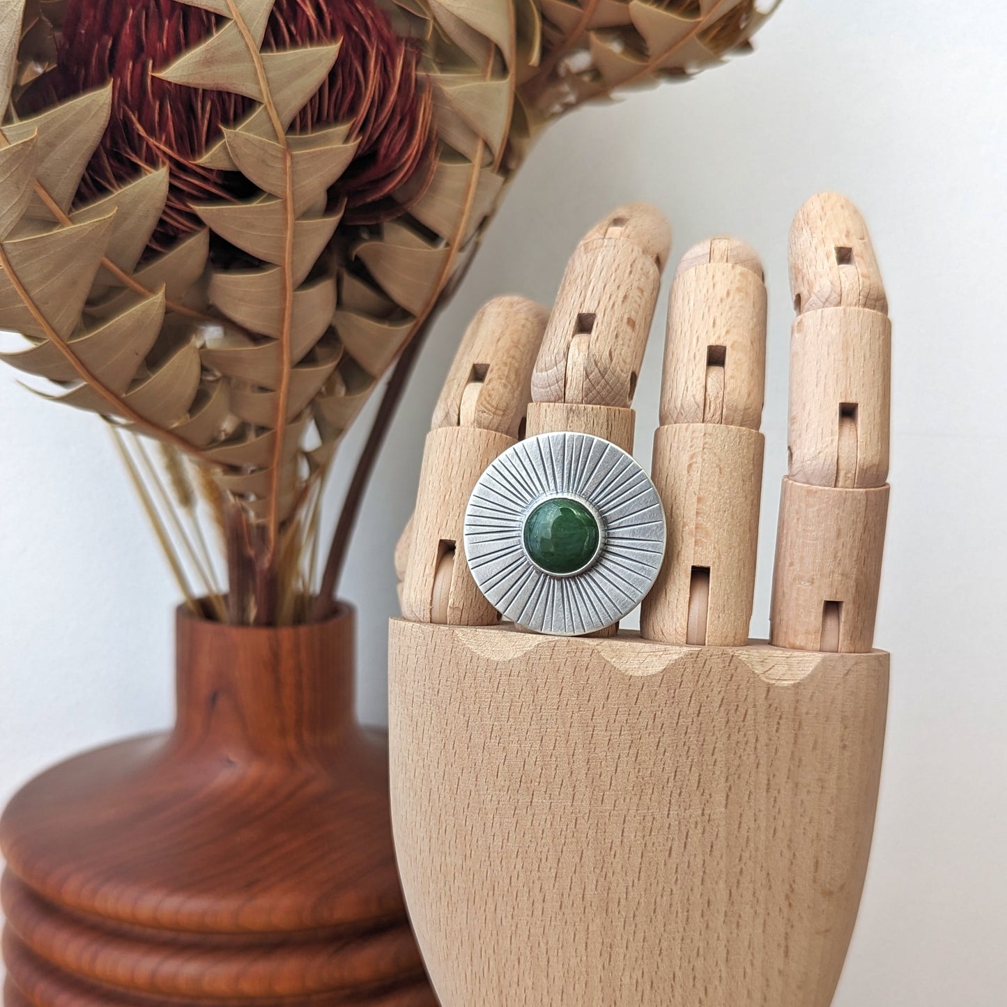 Nephrite Jade Statement Ring : Size 9