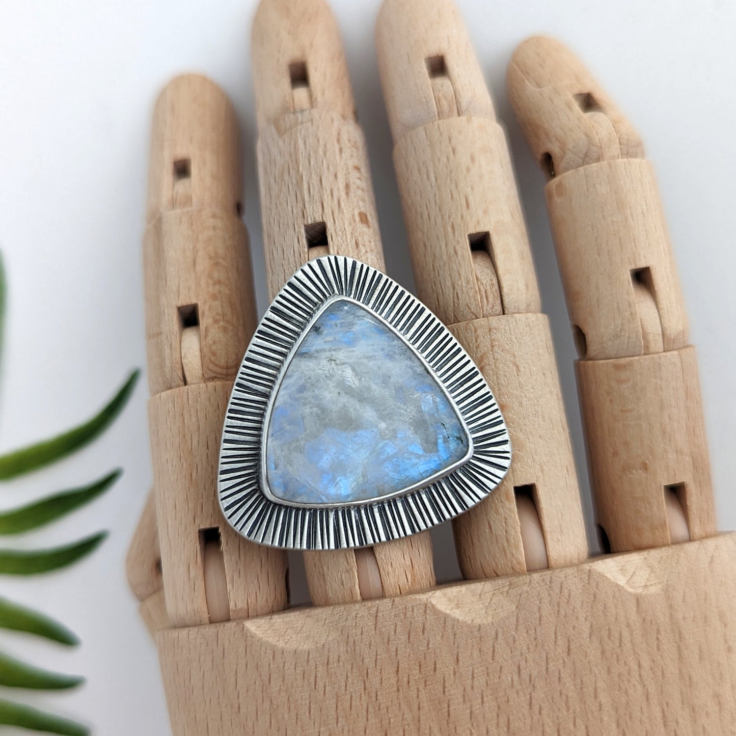 Rainbow Moonstone Statement Ring : Size 8.5