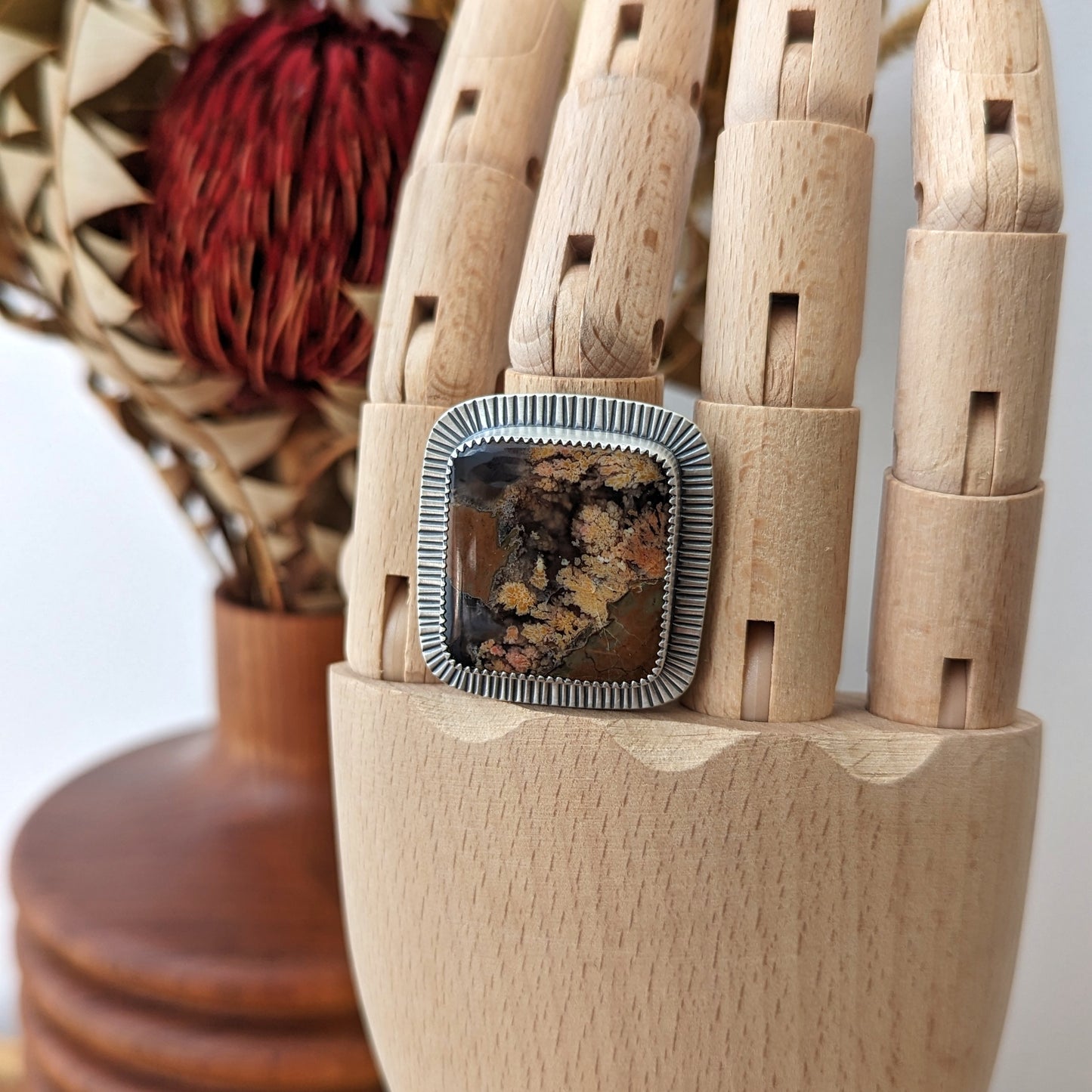 Priday Plume Agate Statement Ring : Size 7.25