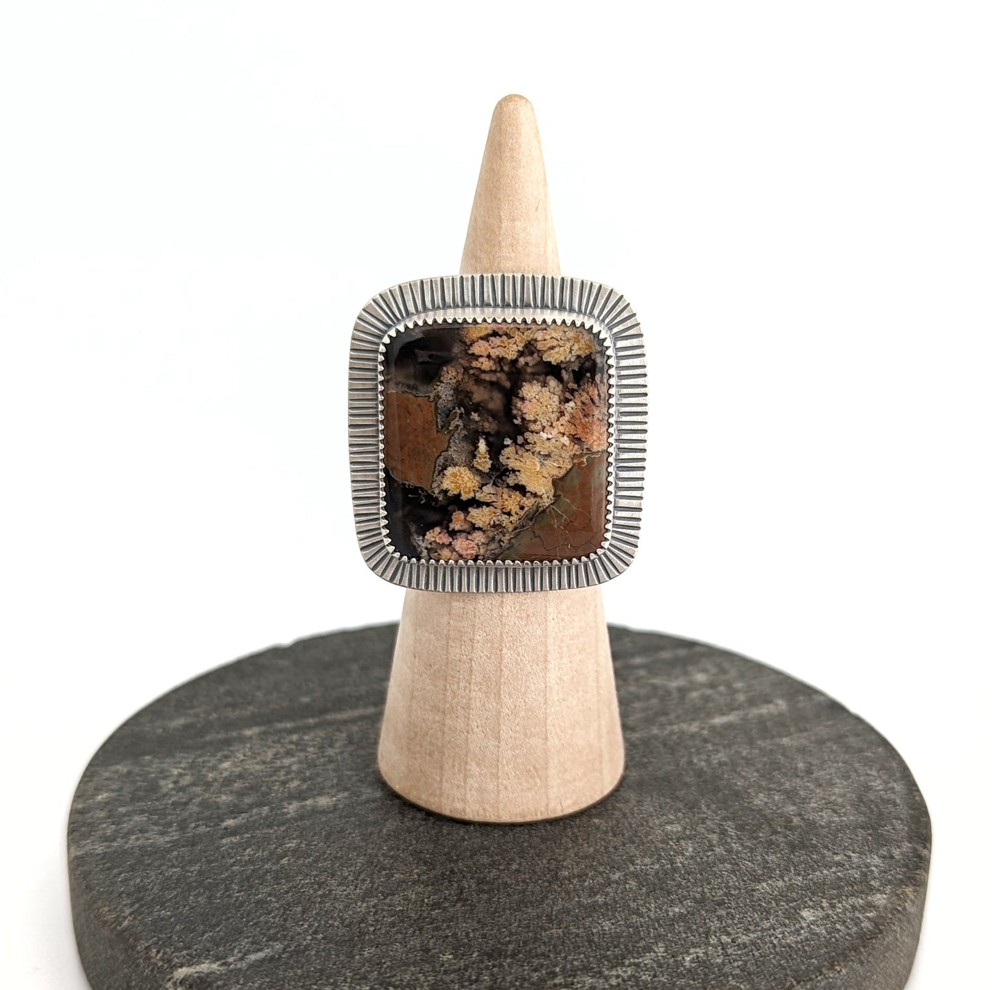 Priday Plume Agate Statement Ring : Size 7.25