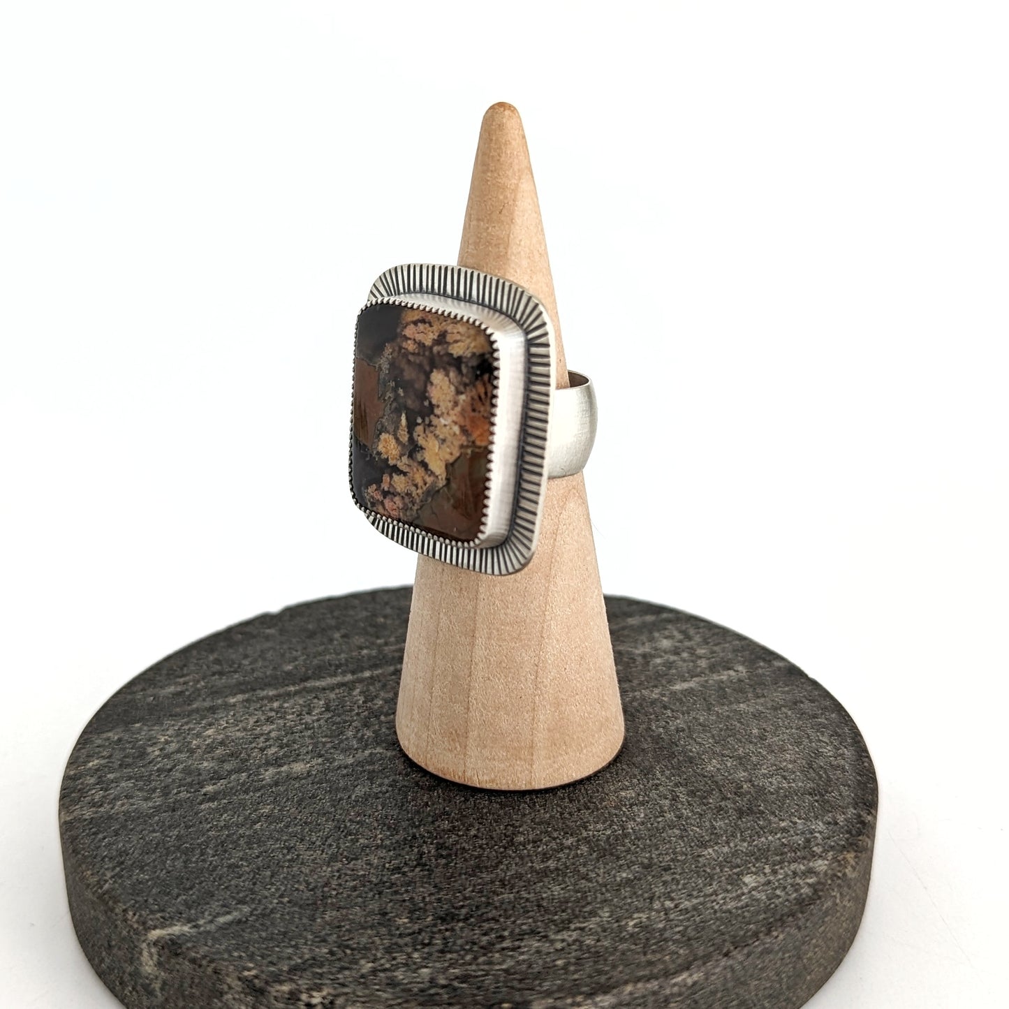 Priday Plume Agate Statement Ring : Size 7.25