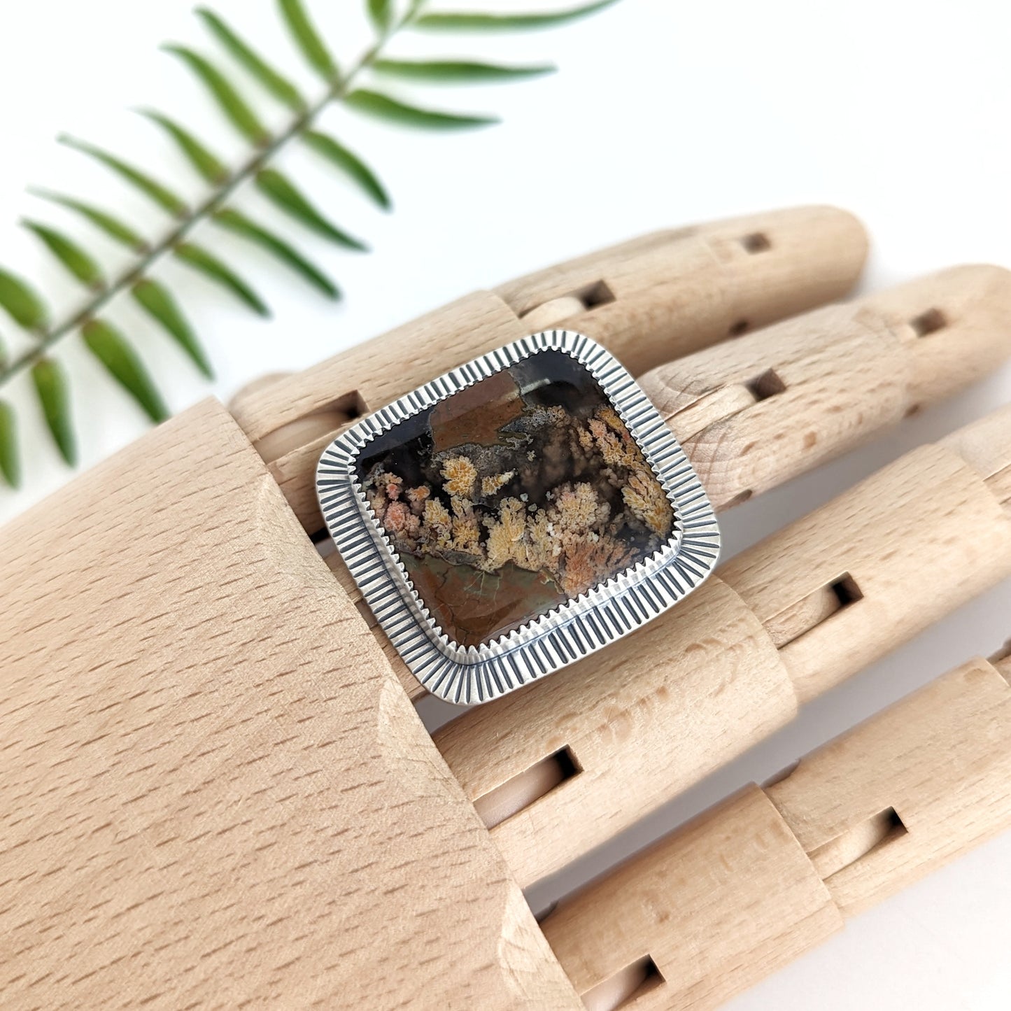 Priday Plume Agate Statement Ring : Size 7.25