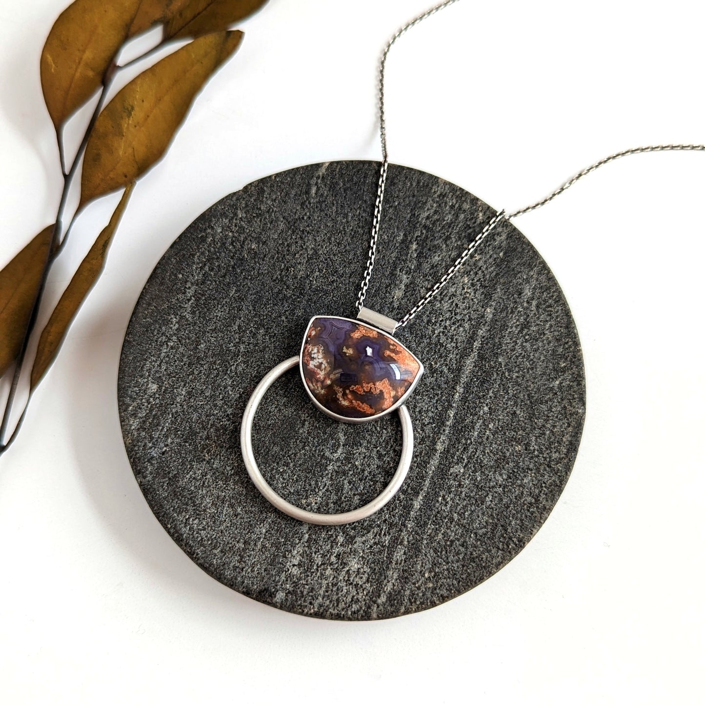 Purple Plume Agate Statement Necklace
