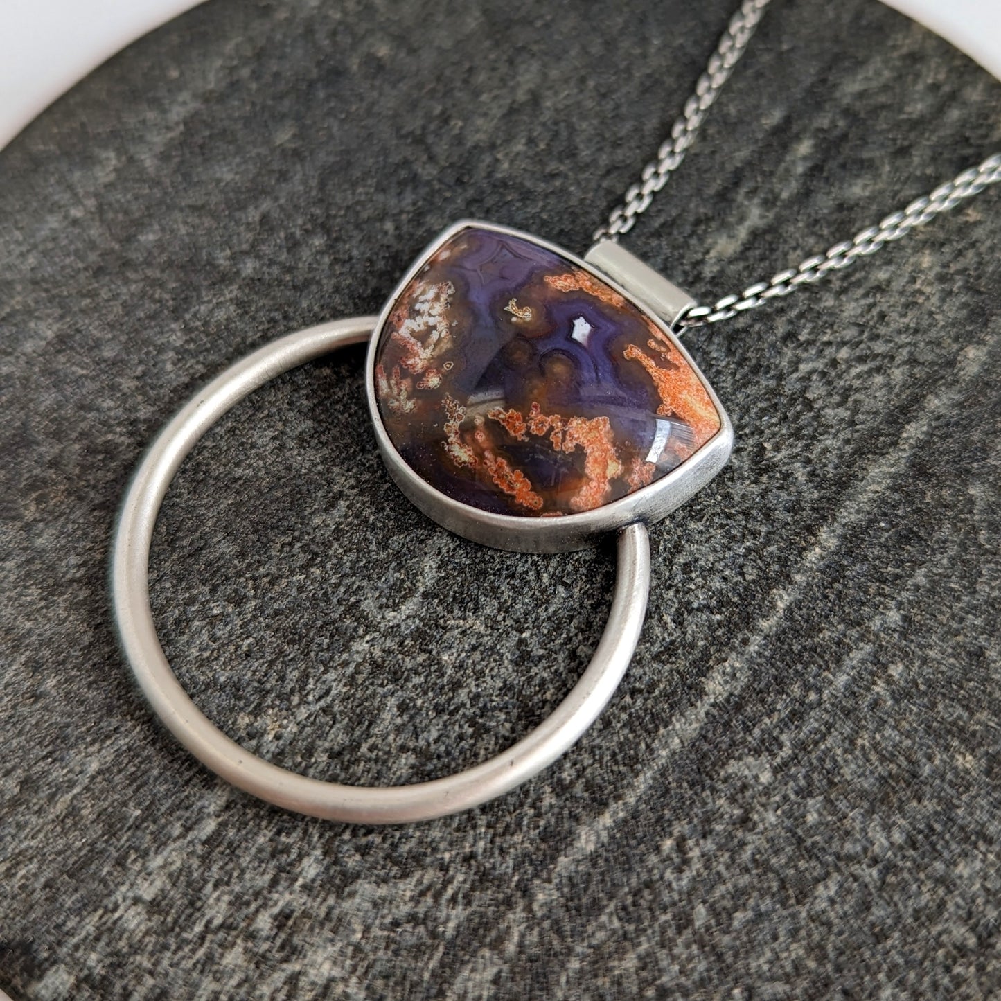 Purple Plume Agate Statement Necklace