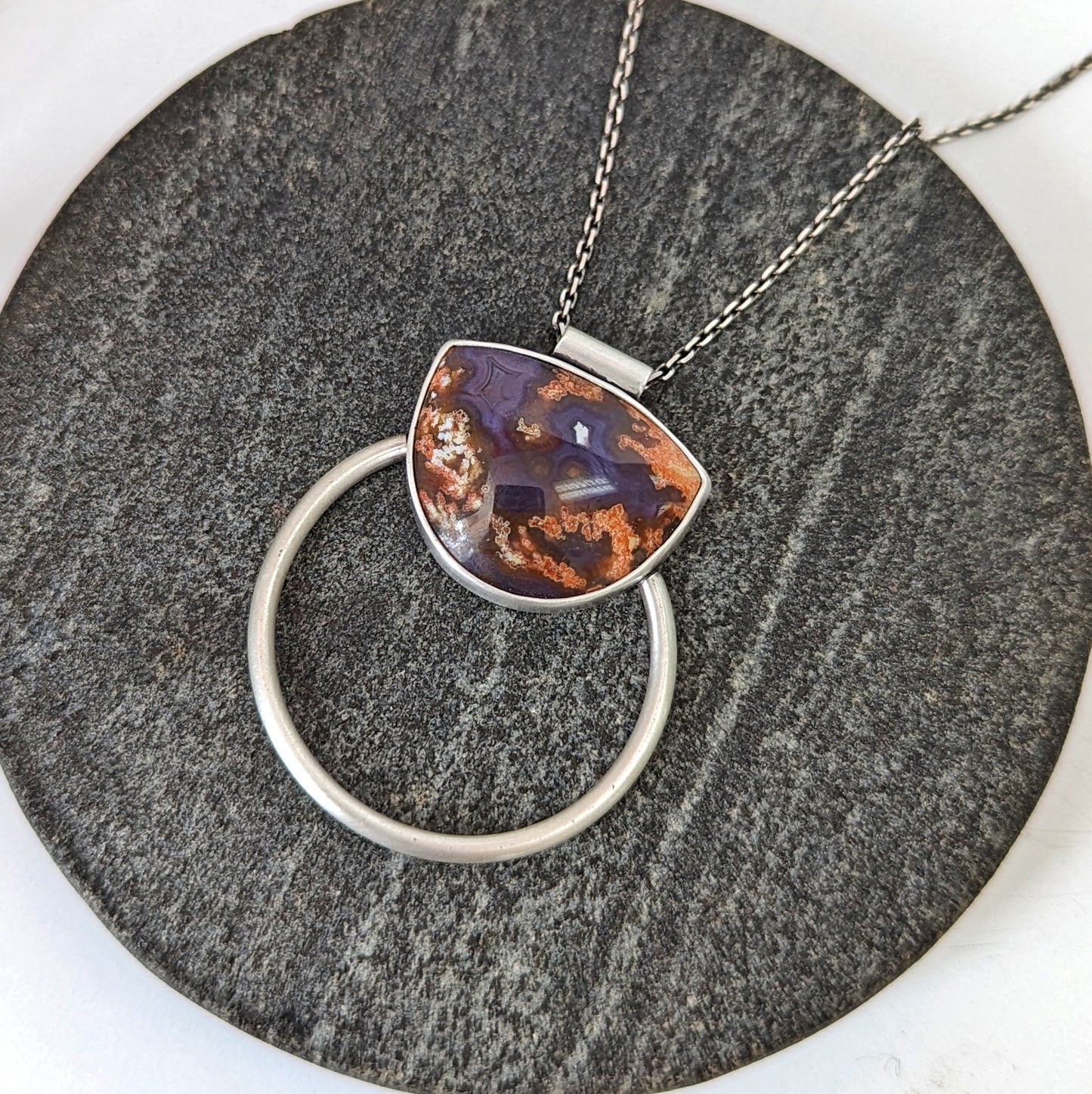 Purple Plume Agate Statement Necklace