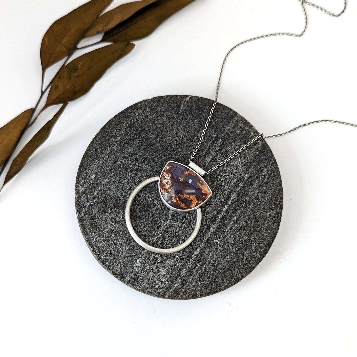 Purple Plume Agate Statement Necklace