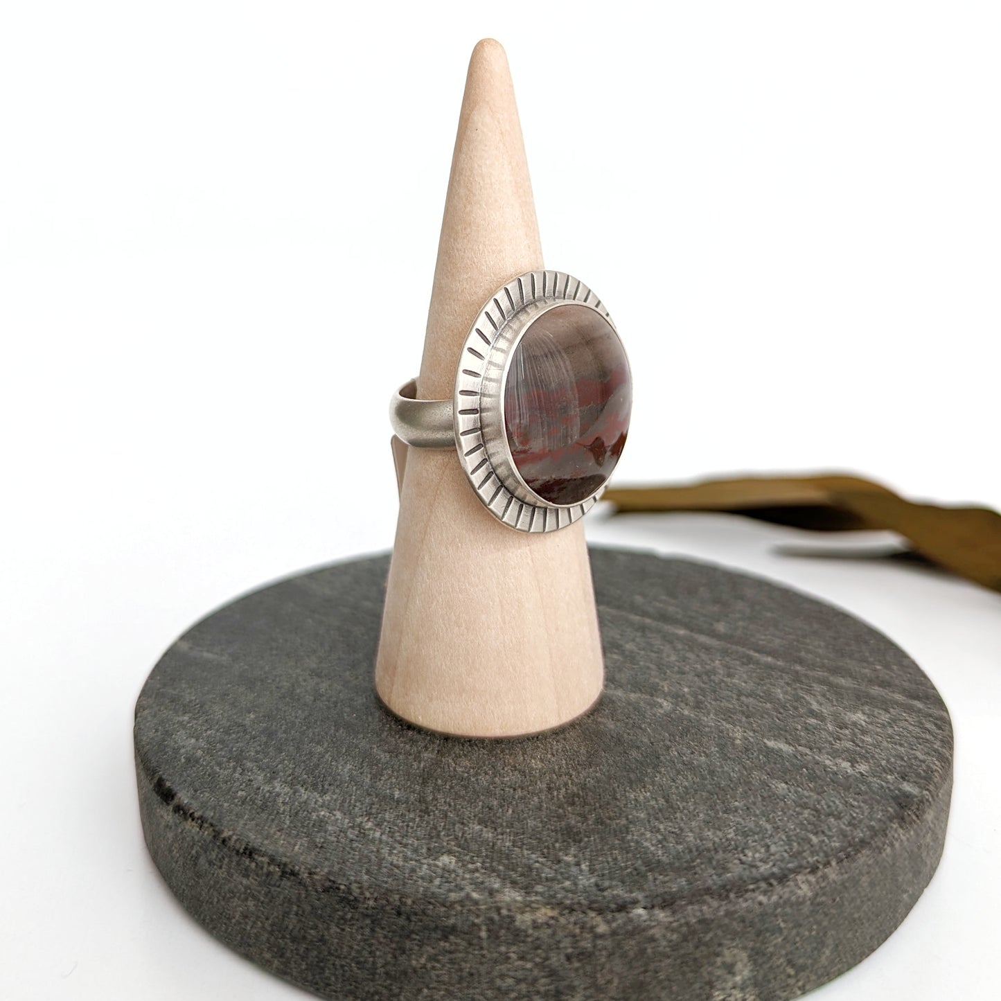 Rose Bud Owyhee Jasper Statement Ring : Size 9.75