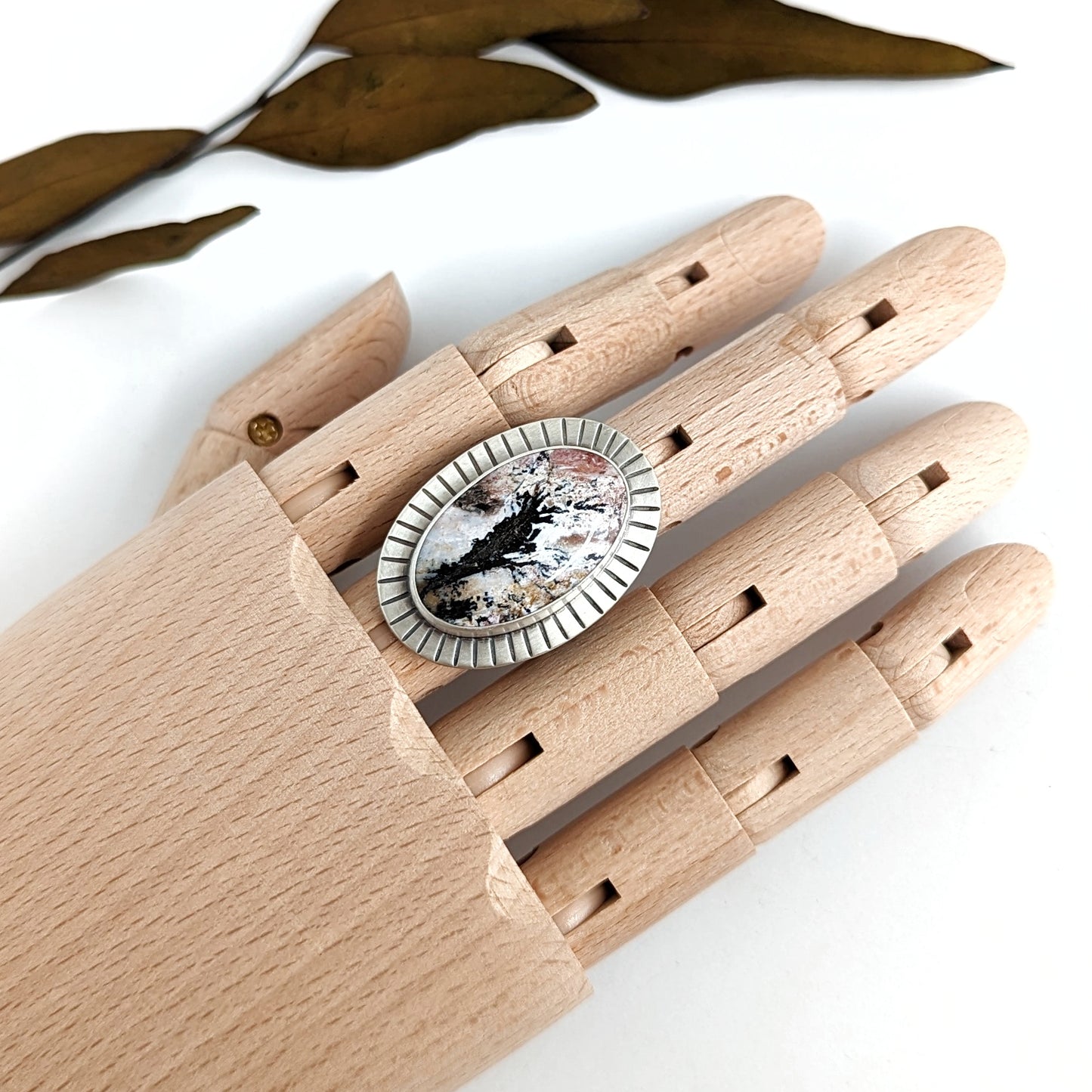 Dendritic Agate Statement Ring : Size 9.25