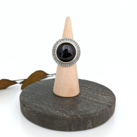 Black Onyx Statement Ring : Size 7.5