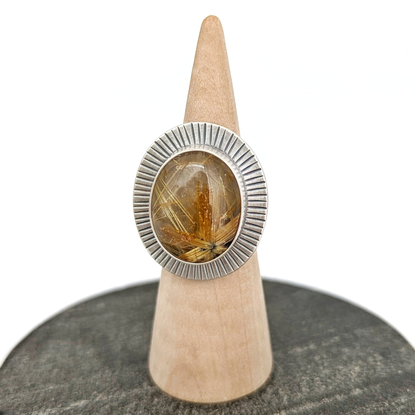 Rutilated Quartz Statement Ring : Size 9.25