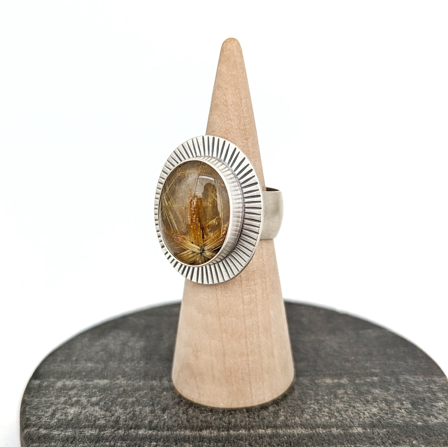 Rutilated Quartz Statement Ring : Size 9.25