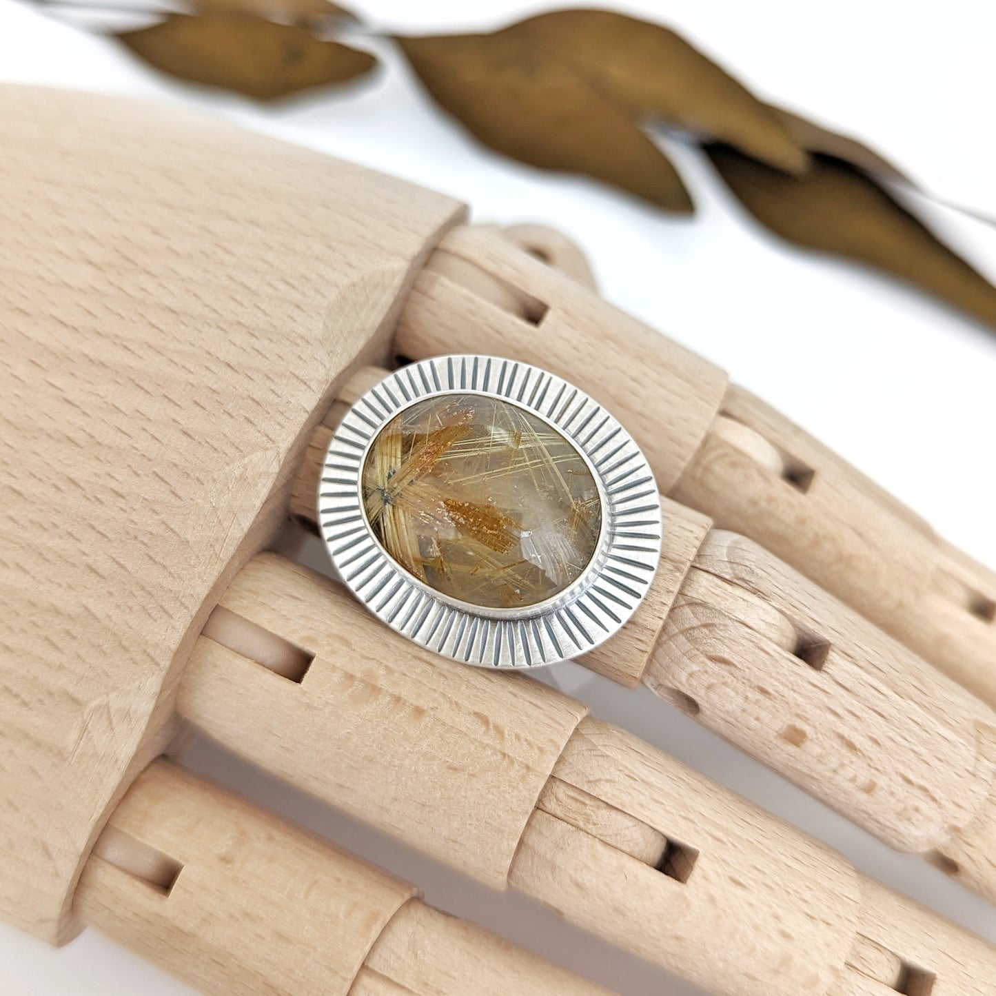 Rutilated Quartz Statement Ring : Size 9.25