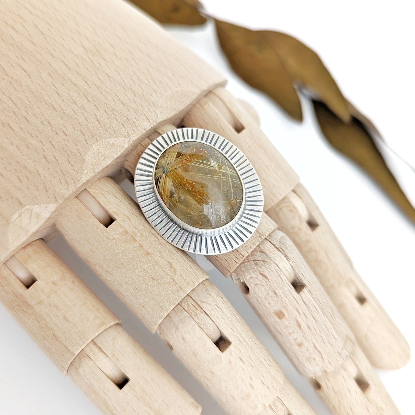 Rutilated Quartz Statement Ring : Size 9.25