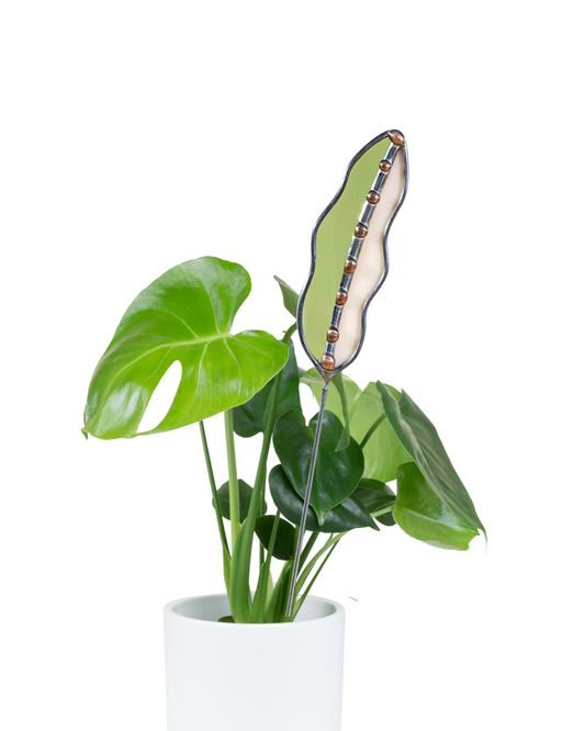 Glass Seed Pea Pod - Pale Pink & Olive