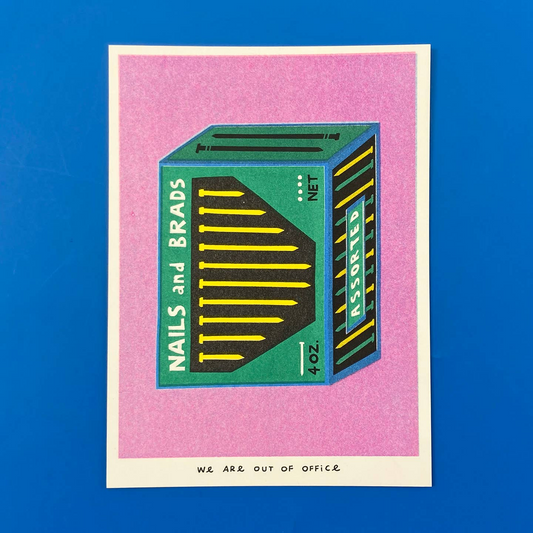 Risograph Print - Package of Nails & Brads