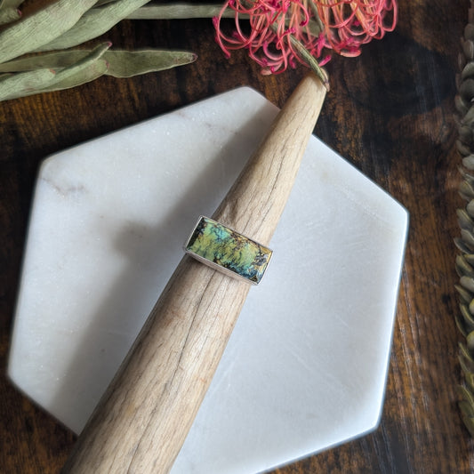 Treasure Mountain Turquoise + Sterling Silver Ring : Size 9