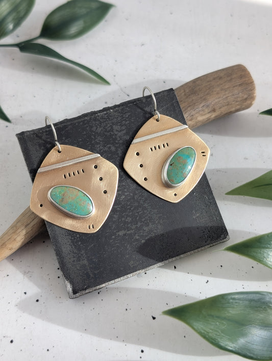 Asymmetry Earrings : Kingman Turquoise