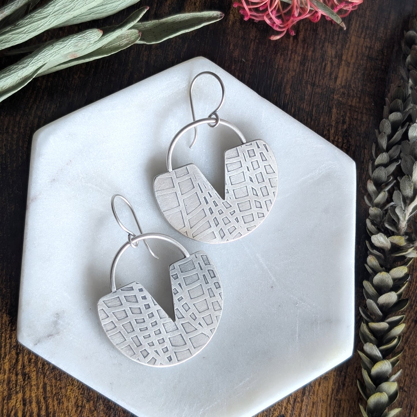 Textured Sterling Silver Statement Earrings