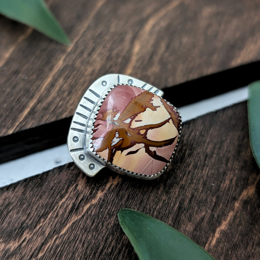 Red Falcon Jasper + Sterling Silver : Size 10.5