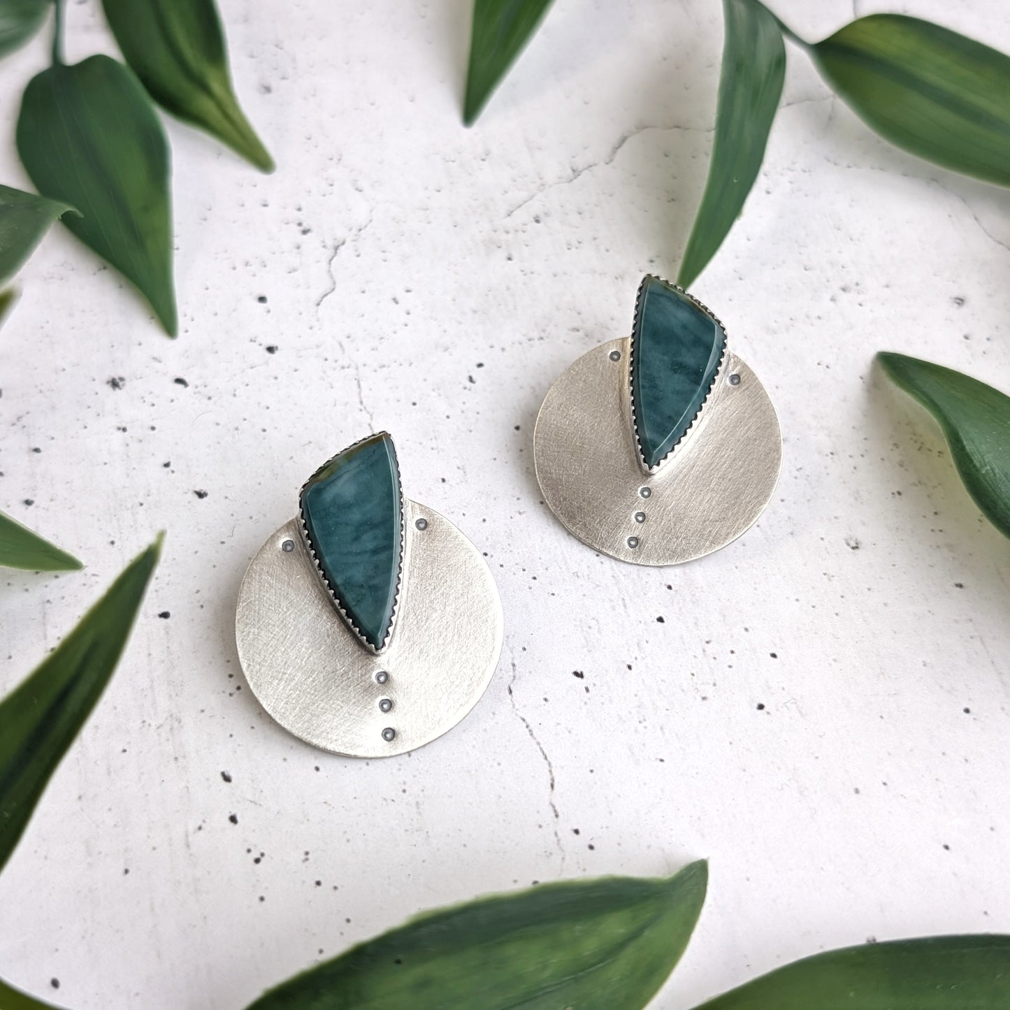 Wave Jasper Statement Studs