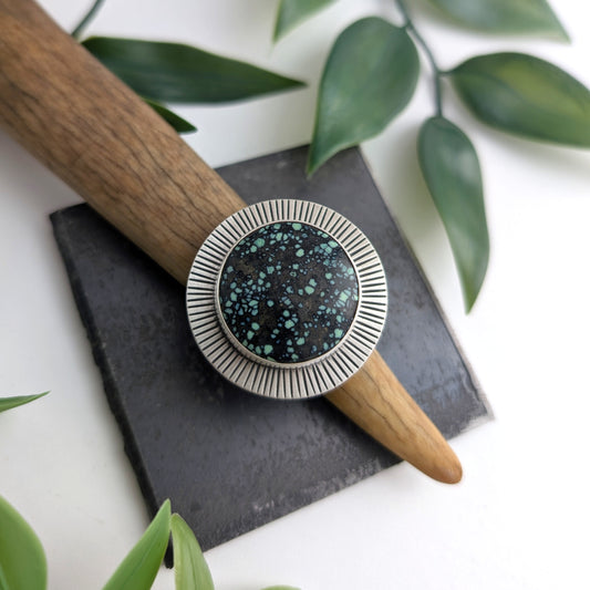 Blue Belle Variscite Statement Ring : Size 8.25