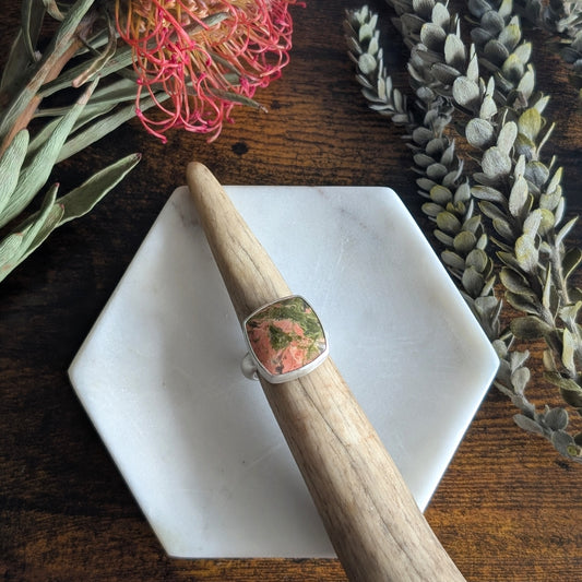 Unakite + Sterling Silver : Size 9.75
