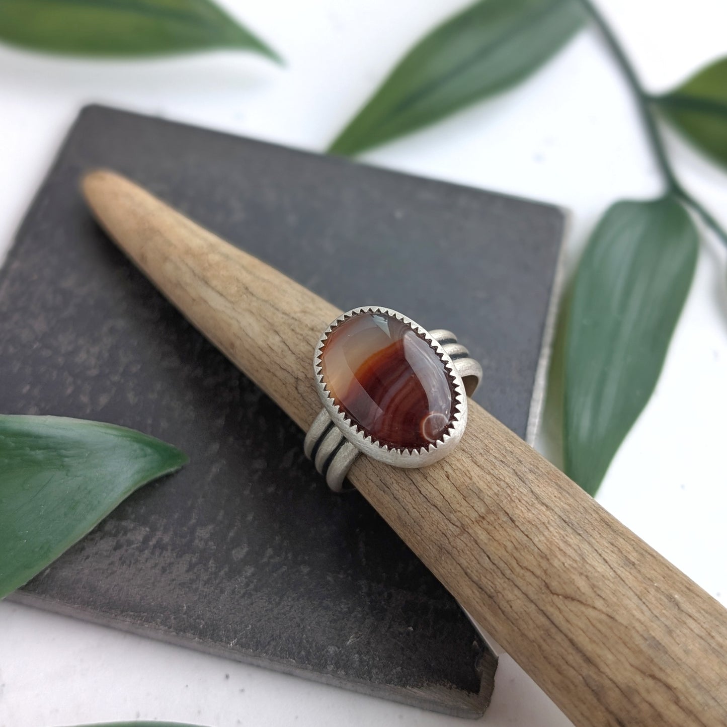 Lake Superior Agate + Sterling Silver : Size 10