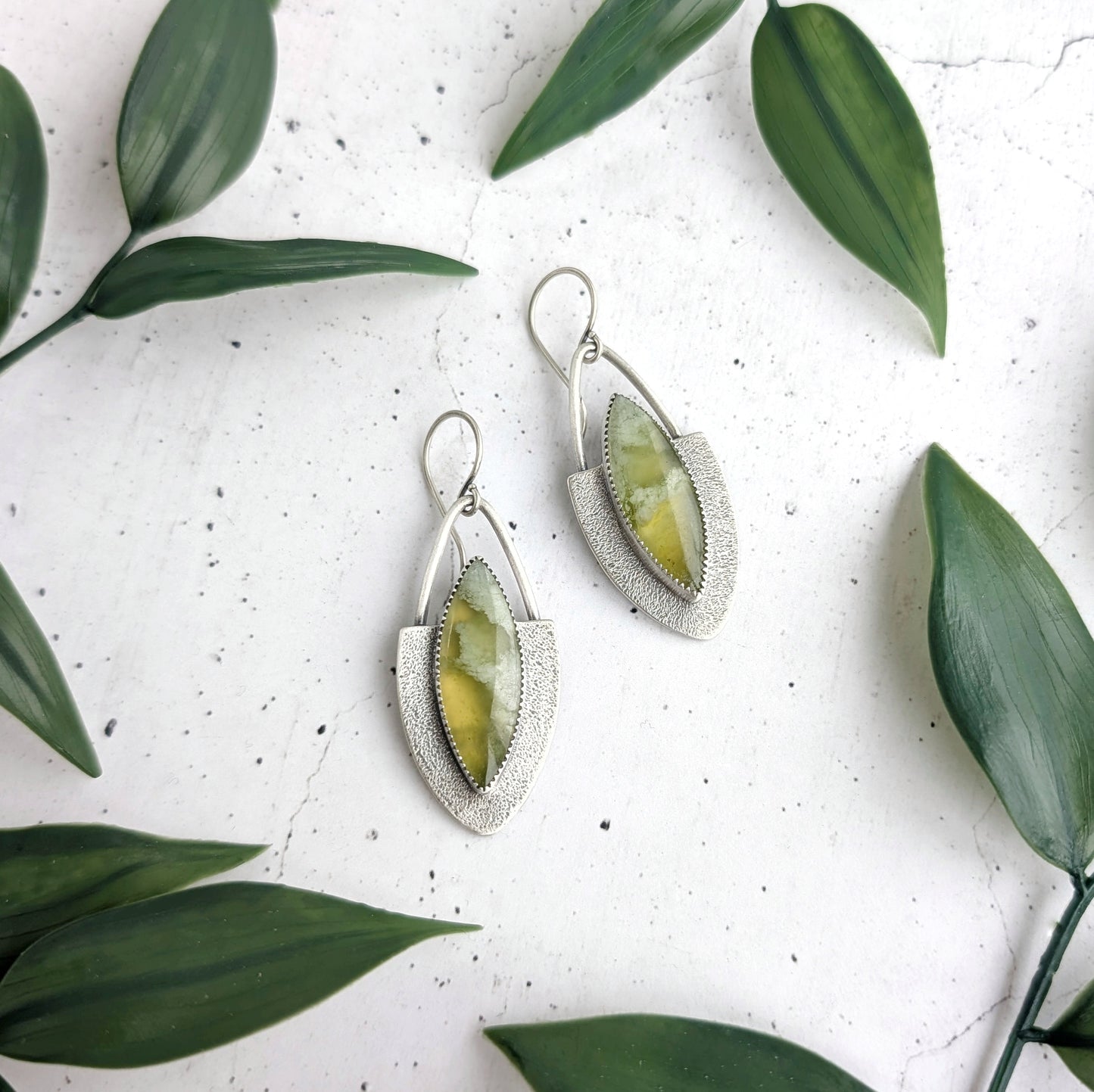 Vesuvianite Textured Statement Earrings