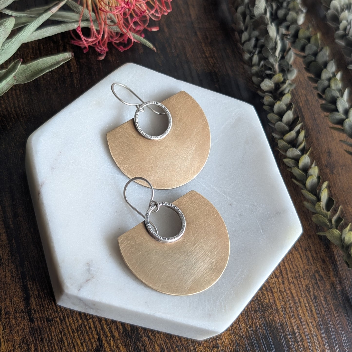 Brass + Sterling Silver Statement Earrings