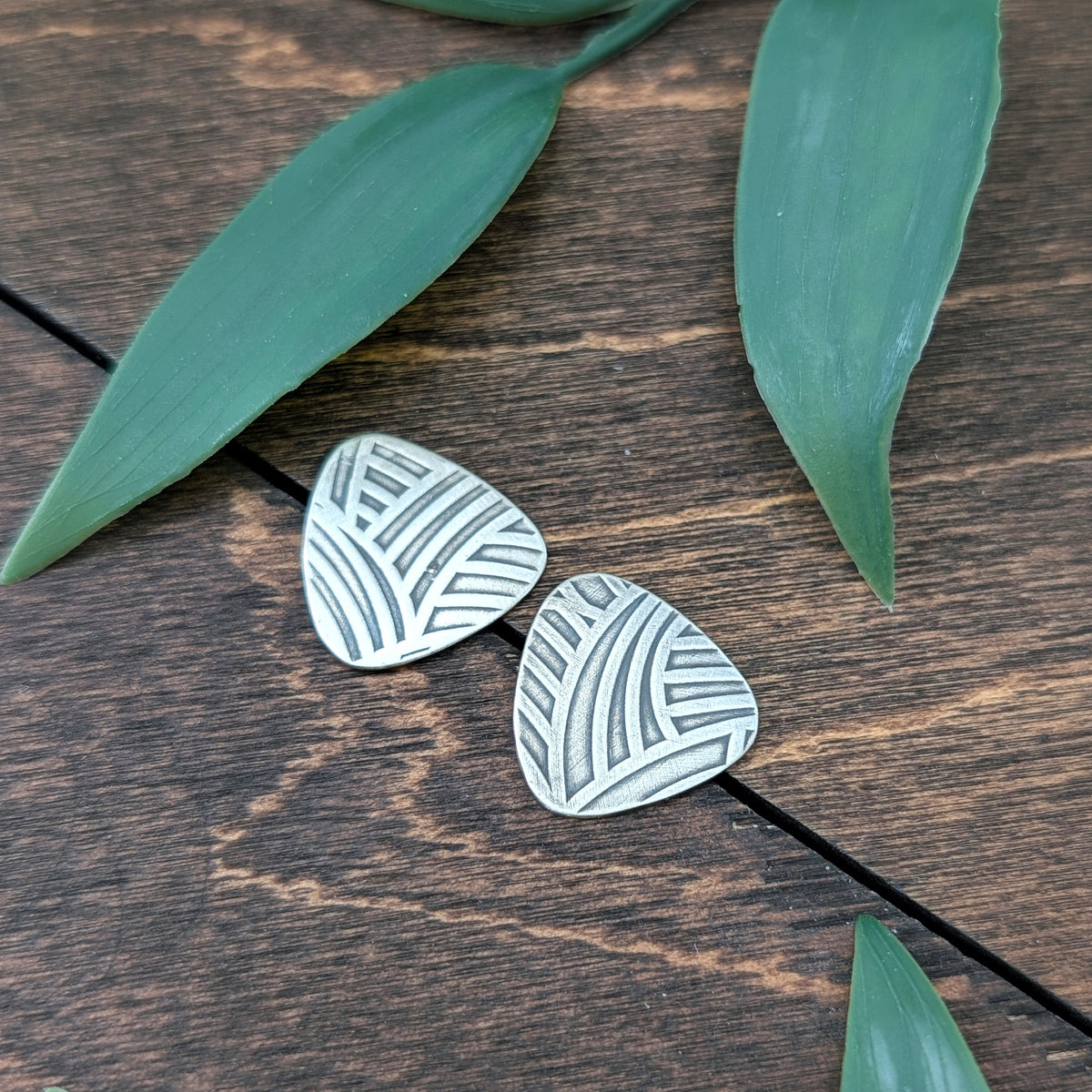 Textured Sterling Silver Stud Earrings