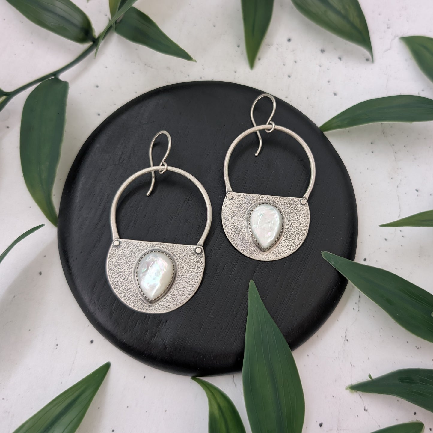 Mother of Pearl Textured Statement Earrings