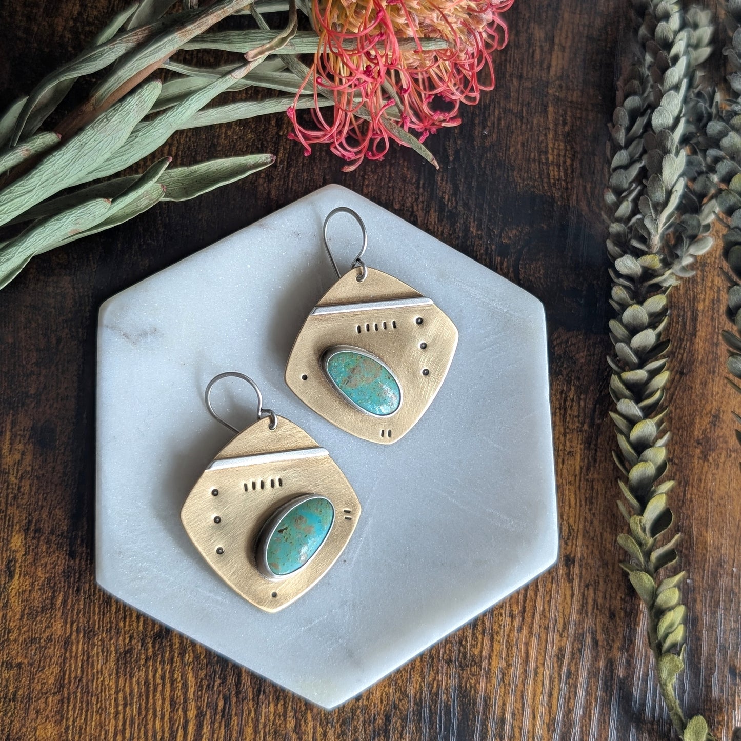 Asymmetry Earrings : Kingman Turquoise