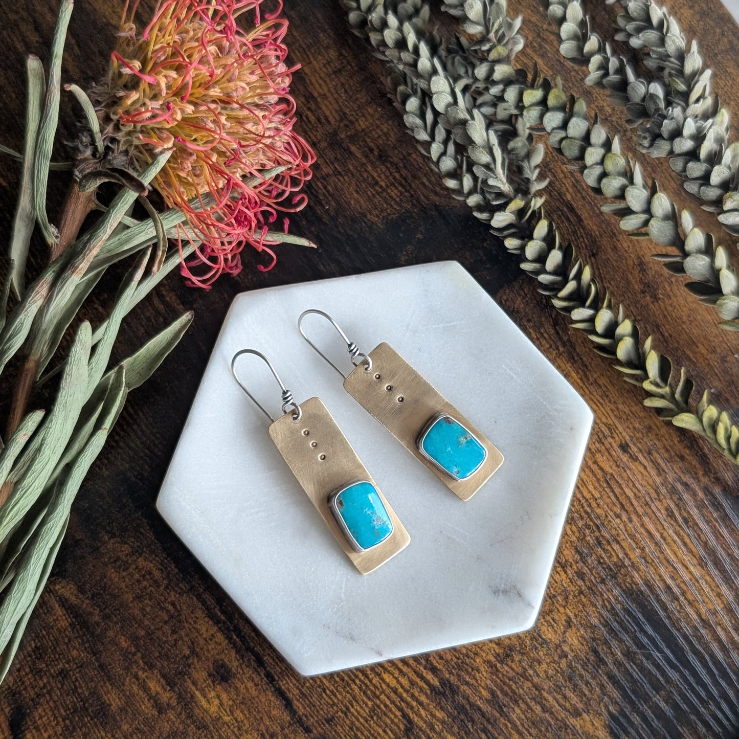 Kingman Turquoise + Brass + Sterling Silver