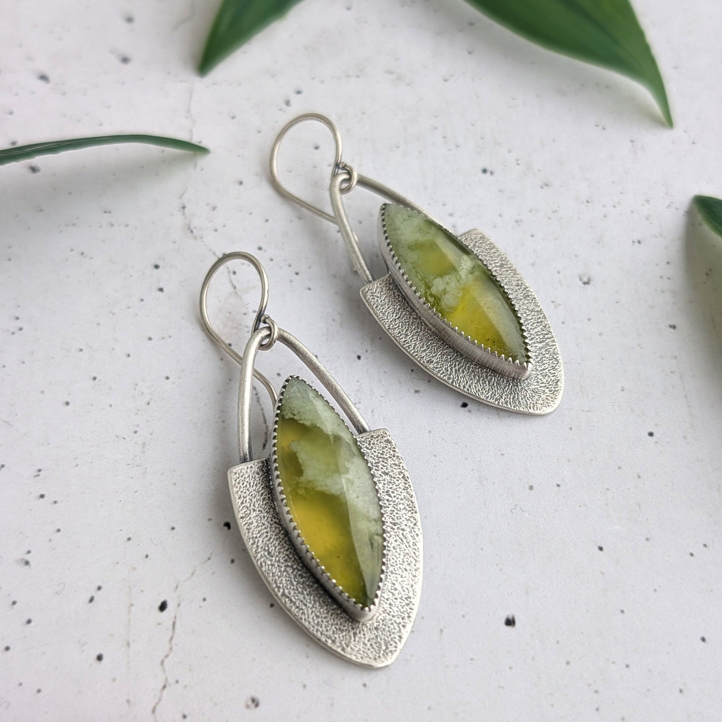 Vesuvianite Textured Statement Earrings