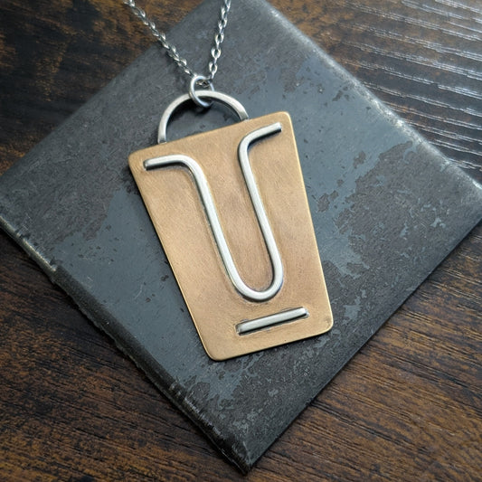 Brass + Sterling Silver Face Necklace