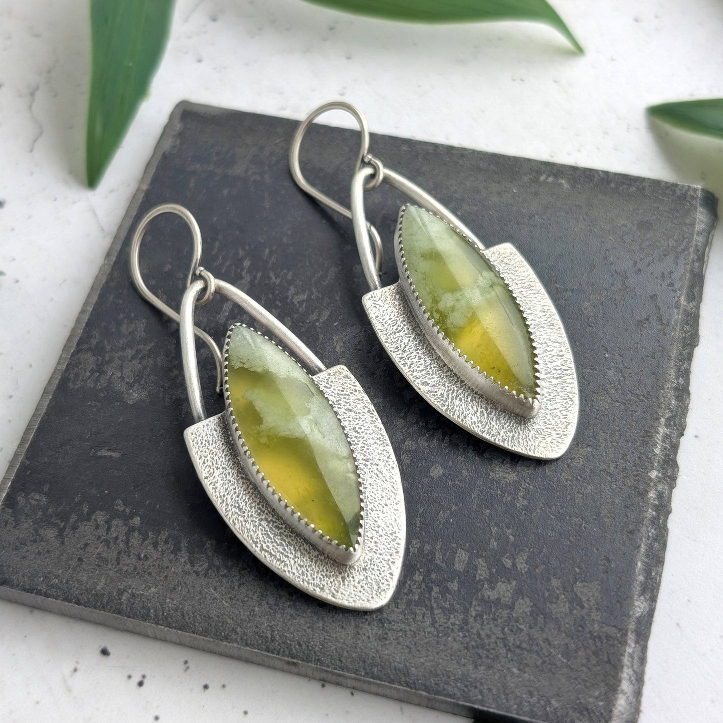 Vesuvianite Textured Statement Earrings