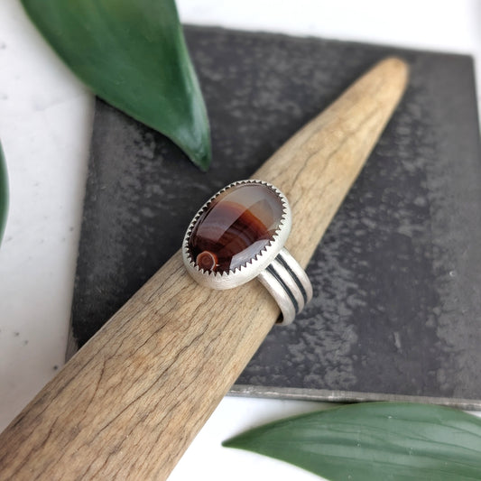 Lake Superior Agate + Sterling Silver : Size 10