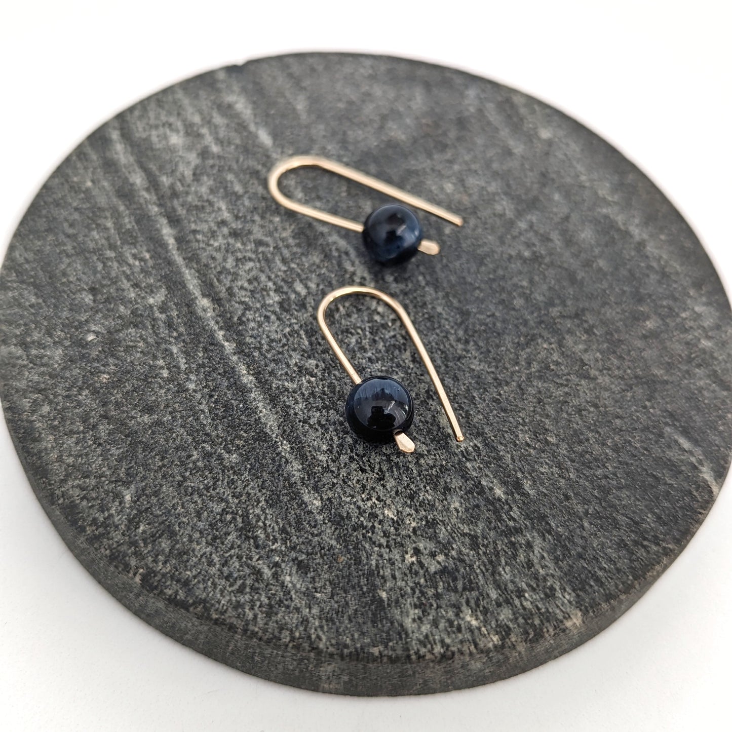 Open Hoops : Blue Tiger Eye : Made to Order