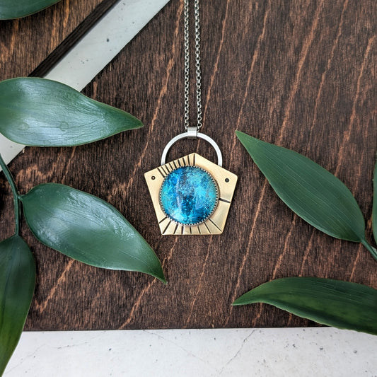 Shattuckite + Mixed Metal Pendant Necklace