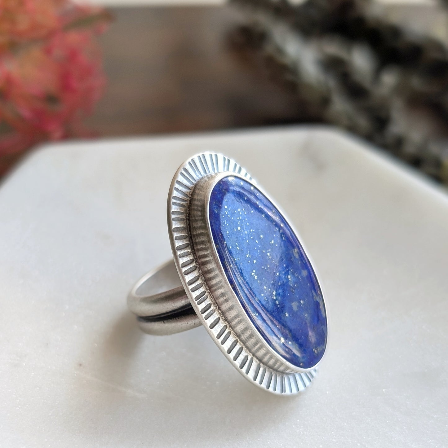 Lapis Lazuli + Sterling Silver : Size 9.75